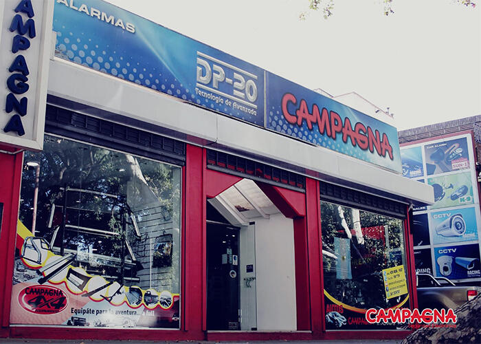 Frente del local de Campagna seguridad electrónica Distribuidor autorizado de Garnet Technology
