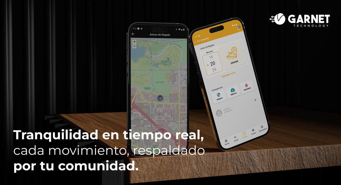 Aviso de llegada app garnet control pro